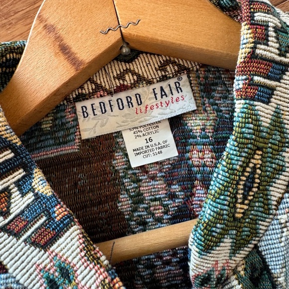 SOLD⚫️Vinatge 90's Bedford Fair Lifestyles Aztec Tapestry Jacket Size 16 - Picture 5 of 10